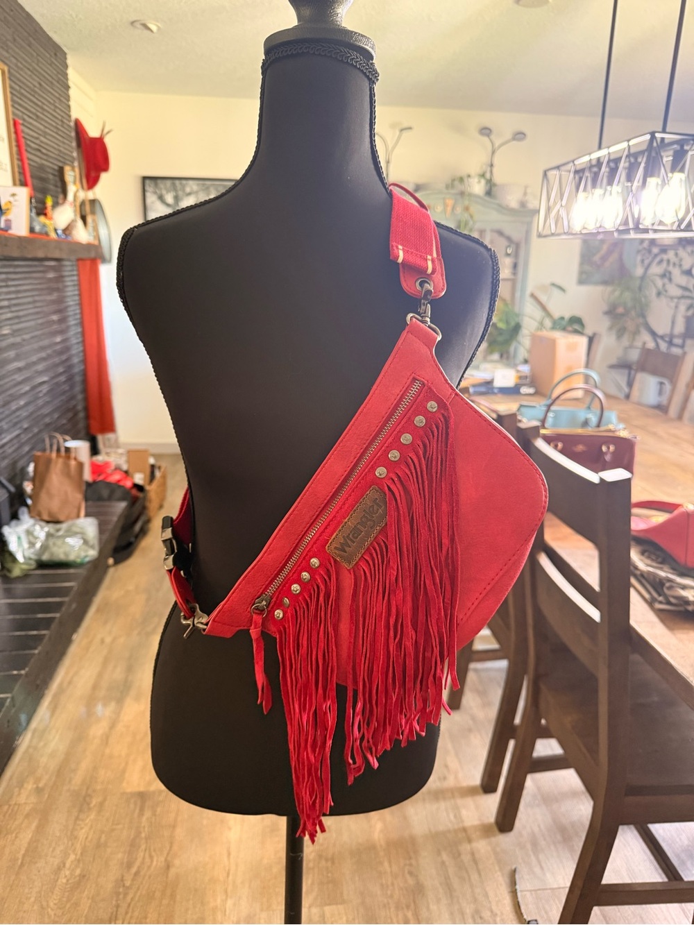 Wrangler Red Fringe Crossbody Bag